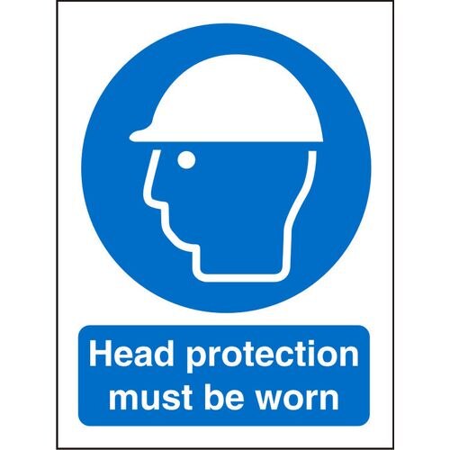 Mandatory Sign Head Protection Plastic 30 x 20 cm