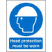Mandatory Sign Head Protection Plastic 30 x 20 cm