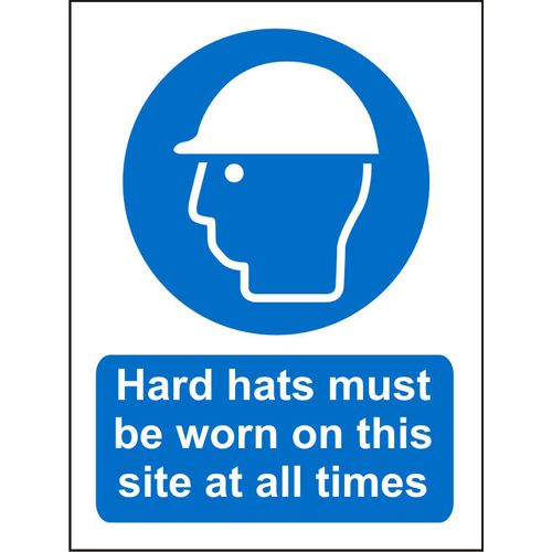 Mandatory Sign Hard Hats Self Adhesive Vinyl 20 x 15 cm