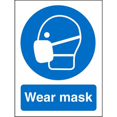 Mandatory Sign Mask Plastic Blue, White 30 x 20 cm