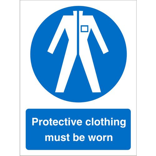 Mandatory Sign Protective Clothing Must Be Worn Plastic 20 x 15 cm