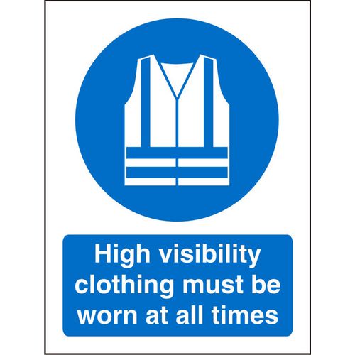 Mandatory Sign High Vis Clothing Must Be Worn Self Adhesive Vinyl 20 x 15 cm