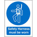 Mandatory Sign Safety Harness Must Be Worn Vinyl 20 x 15 cm