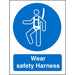 Mandatory Sign Safety Harness Vinyl 30 x 20 cm