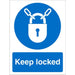 Mandatory Sign Keep Locked Plastic 20 x 15 cm
