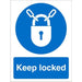Mandatory Sign Keep Locked Plastic Blue, White 30 x 20 cm