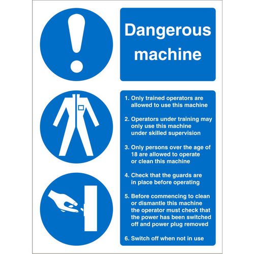 Mandatory Sign Dangerous Machine vinyl 30 x 20 cm