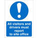 Mandatory Sign Visitors and Drivers Report to Office Plastic Blue, White 20 x 15 cm