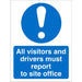 Mandatory Sign Visitors and Drivers Report to Office Plastic Blue, White 30 x 20 cm