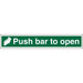 Exit Sign Push Bar To Open with Right Arrow Self Adhesive Vinyl Green, White 5 x 30 cm