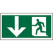 Fire Exit Sign with Down Arrow Vinyl 15 x 30 cm
