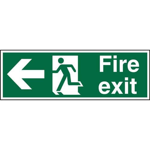 Fire Exit Sign with Left Arrow Plastic 20 x 60 cm