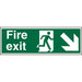 Fire Exit Sign with Down Right Arrow Vinyl 10 x 30 cm