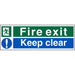 Exit Sign Keep Clear Plastic 10 x 30 cm