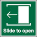 Exit Sign Slide To Open with Left Arrow Vinyl 10 x 10 cm