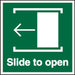 Exit Sign Slide To Open with Left Arrow Plastic 15 x 15 cm