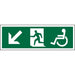 Fire Exit Sign Wheel Chair Down Left Arrow Plastic 15 x 45 cm