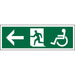 Fire Exit Sign Wheel Chair Left Arrow Plastic 15 x 45 cm