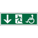 Fire Exit Sign Wheel Chair Down Arrow Vinyl 15 x 45 cm