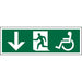 Fire Exit Sign Wheel Chair Down Arrow Plastic 15 x 45 cm
