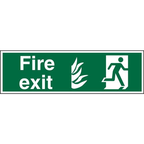 Fire Exit Sign with Right Arrow Self Adhesive Plastic 15 x 45 cm