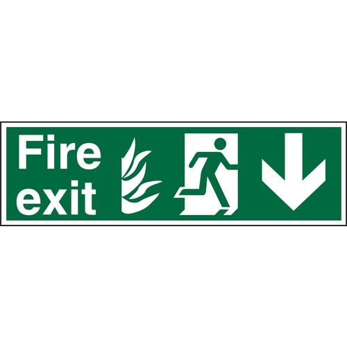 Fire Exit Sign with Down Arrow Vinyl 15 x 45 cm