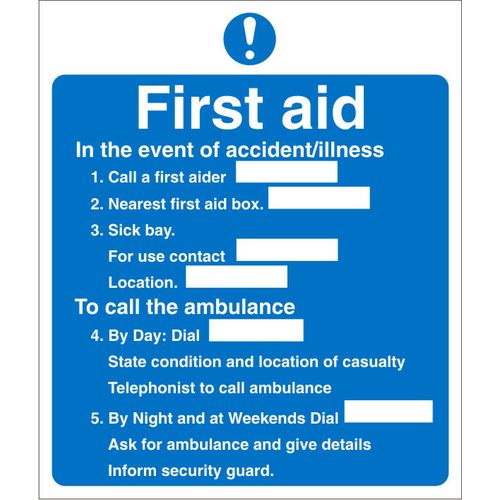 First Aid Sign First Aid Vinyl 23 x 19.5 cm