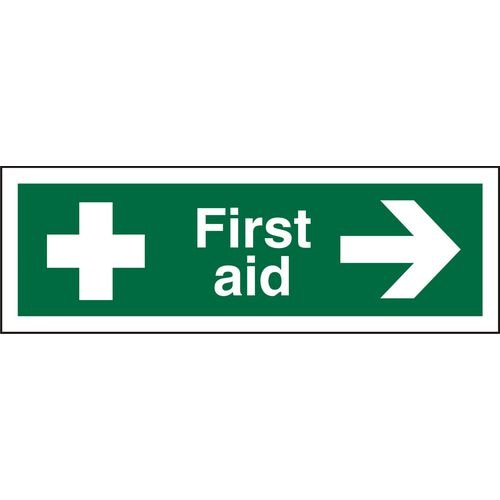 First Aid Sign First Aid with Right Arrow Plastic 10 x 30 cm