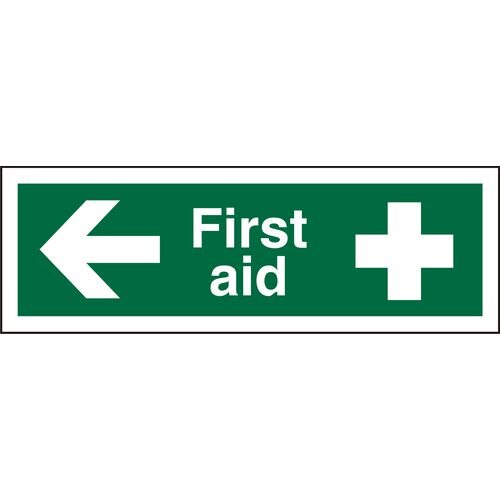 First Aid Sign First Aid with Left Arrow Plastic 10 x 30 cm