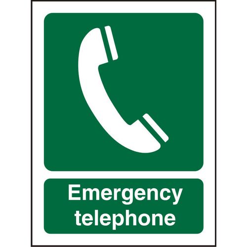 First Aid Sign Emergency Telephone Self Adhesive Plastic 20 x 15 cm