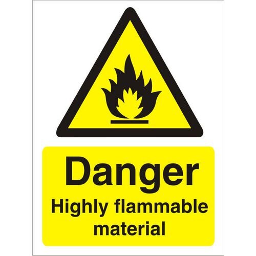 Warning Sign Highly Flammable Self Adhesive Plastic 40 x 30 cm