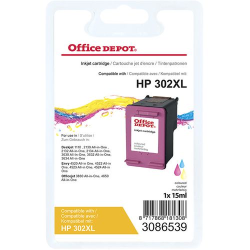 Office Depot 302XL Compatible HP Ink Cartridge F6U67AE Cyan, Magenta, Yellow