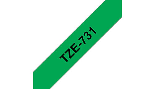 Brother P-Touch Labelling Tape Authentic TZE731 Adhesive Black on Green 12 mm x 8 m