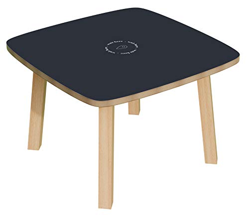 Paperflow Side Table with White & Beech Coloured Medium-Density Fibreboard & Lacquered Solid Wood Top and 4 Feet Legs Woody 600 x 600 x 400mm