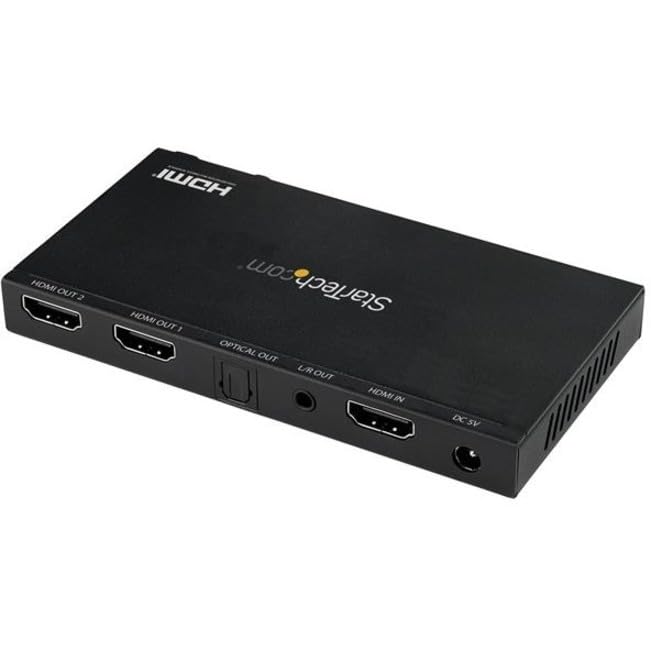 StarTech.com 2-Port HDMI 4K 60Hz UHD 2.0 Audio Video Splitter with Scaler and Audio Extractor