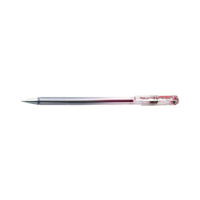 Pentel 0.7 mm Oil Based Ink Slim Barrel Superb Ballpoint Pen - Red (Pack of 12 Pens)
