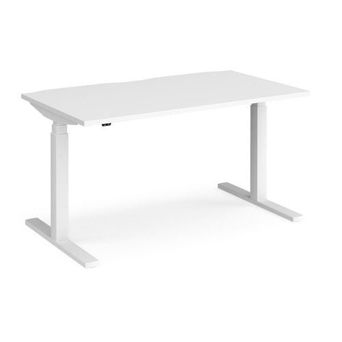 Elev8 Rectangular Sit Stand Single Desk with White Melamine Top and White Frame 2 Legs Touch 1400 x 800 x 675 - 1300 mm