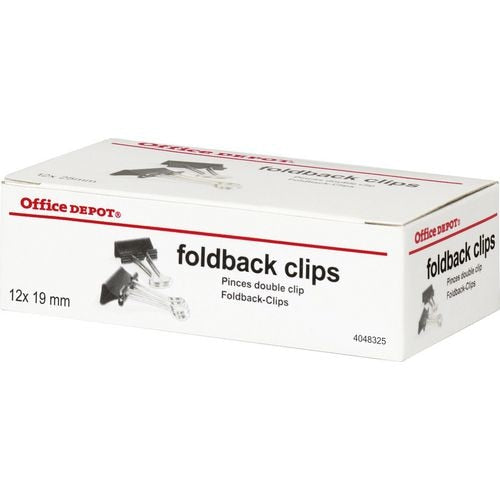 Office Depot Foldback Clips 19mm Black Pack of 12