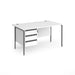 Dams International Straight Desk with White MFC Top and Graphite H-Frame Legs and 3 Lockable Drawer Pedestal Contract 25 1400 x 800 x 725mm