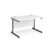 Dams International Rectangular Straight Desk with White MFC Top and Silver Frame Cantilever Legs Contract 25 1200 x 800 x 725mm