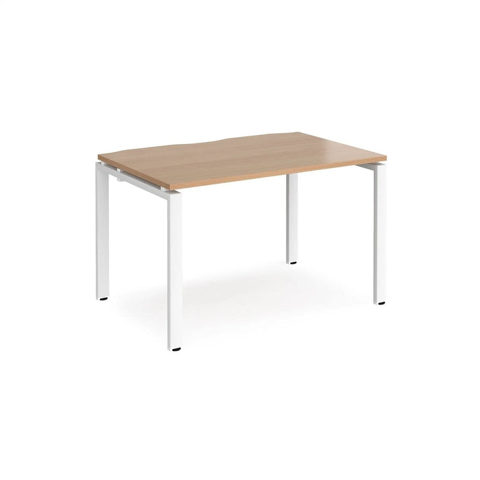 Dams International Rectangular Single Desk with Beech Coloured Melamine Top and White Frame 4 Legs Adapt II 1200 x 800 x 725mm