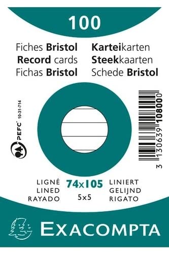 Exacompta Index Cards 10800SE A7 White 7.4 x 10.5 x 2.3 cm Pack of 40