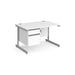 Dams International Straight Desk with White MFC Top and Silver Frame Cantilever Legs and 2 Lockable Drawer Pedestal Contract 25 1200 x 800 x 725mm