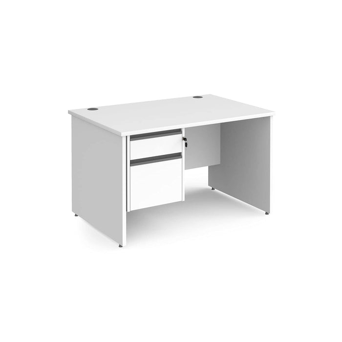 Dams International Straight Desk with White MFC Top and Graphite Frame Panel Legs and 2 Lockable Drawer Pedestal Contract 25 1200 x 800 x 725mm