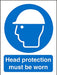 Mandatory Sign Head Protection vinyl 30 x 20 cm