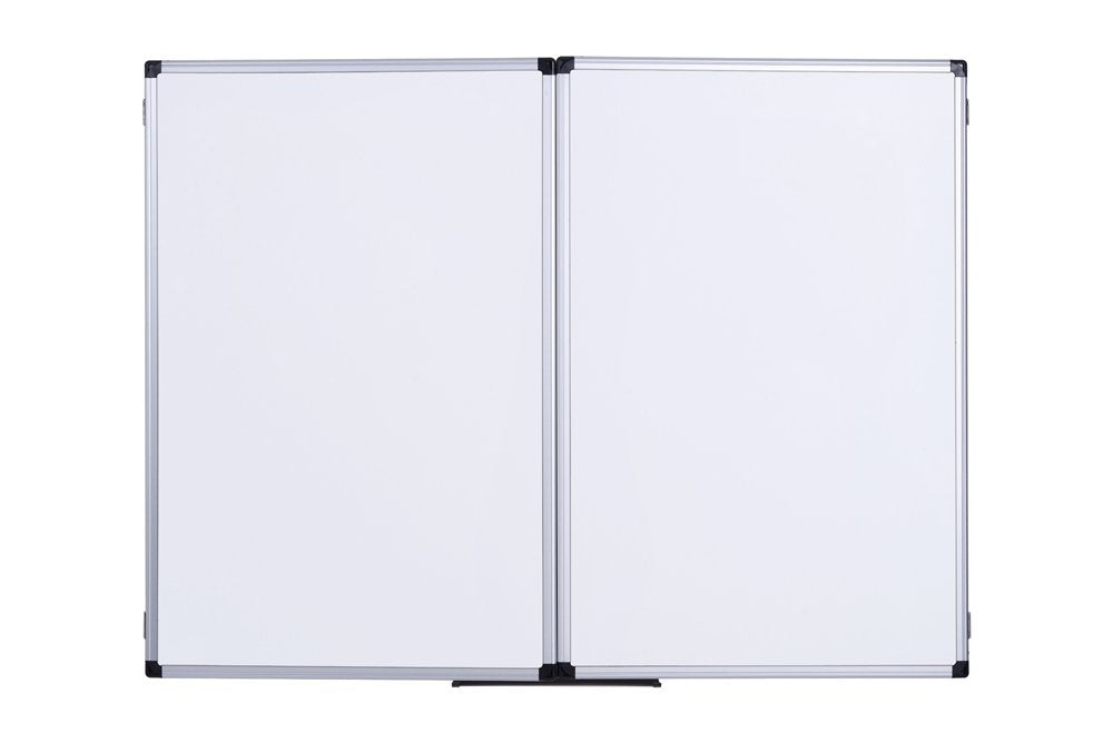 Bi-Office Folding Whiteboard Wall Mounted Magnetic Ceramic Double 90 (W) x 60 (H) cm