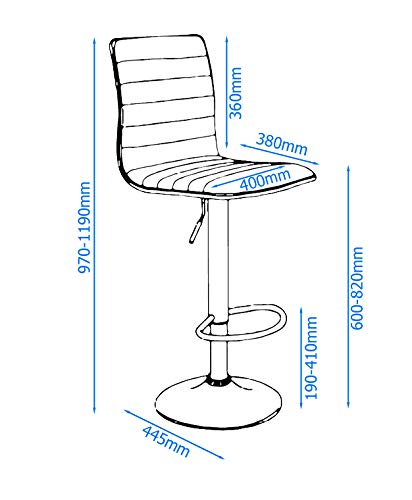 Alphason High Back Bar Stool with Adjustable Seat Colby Black