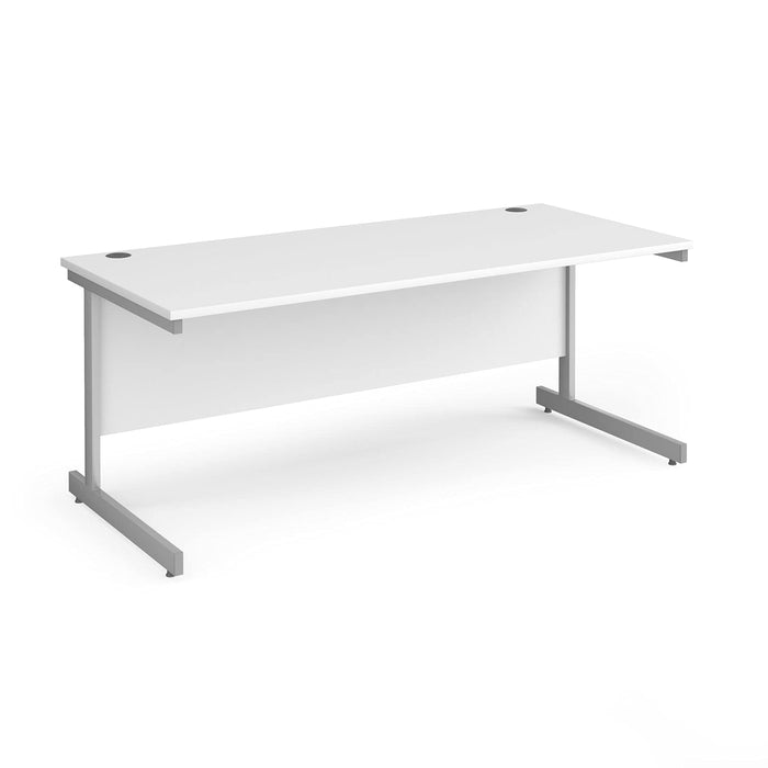 Dams International Rectangular Straight Desk with White MFC Top and Silver Frame Cantilever Legs Contract 25 800 x 800 x 725mm