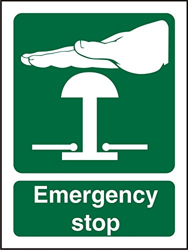 Fire Sign Emergency Stop Vinyl Green 20 x 15 cm