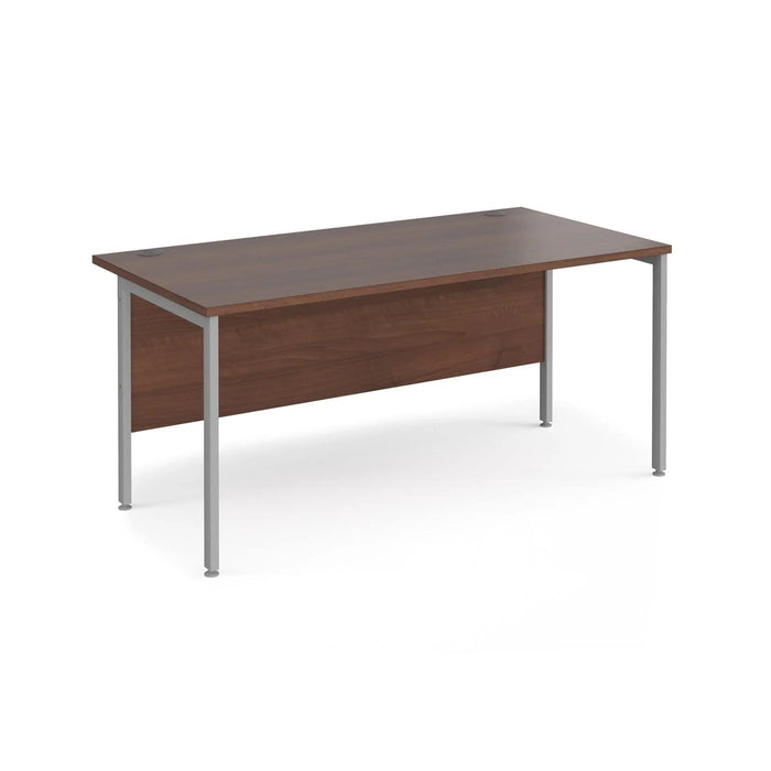 Rectangular Straight Desk Walnut Wood H-Frame Legs Silver Maestro 25 1600 x 800 x 725mm